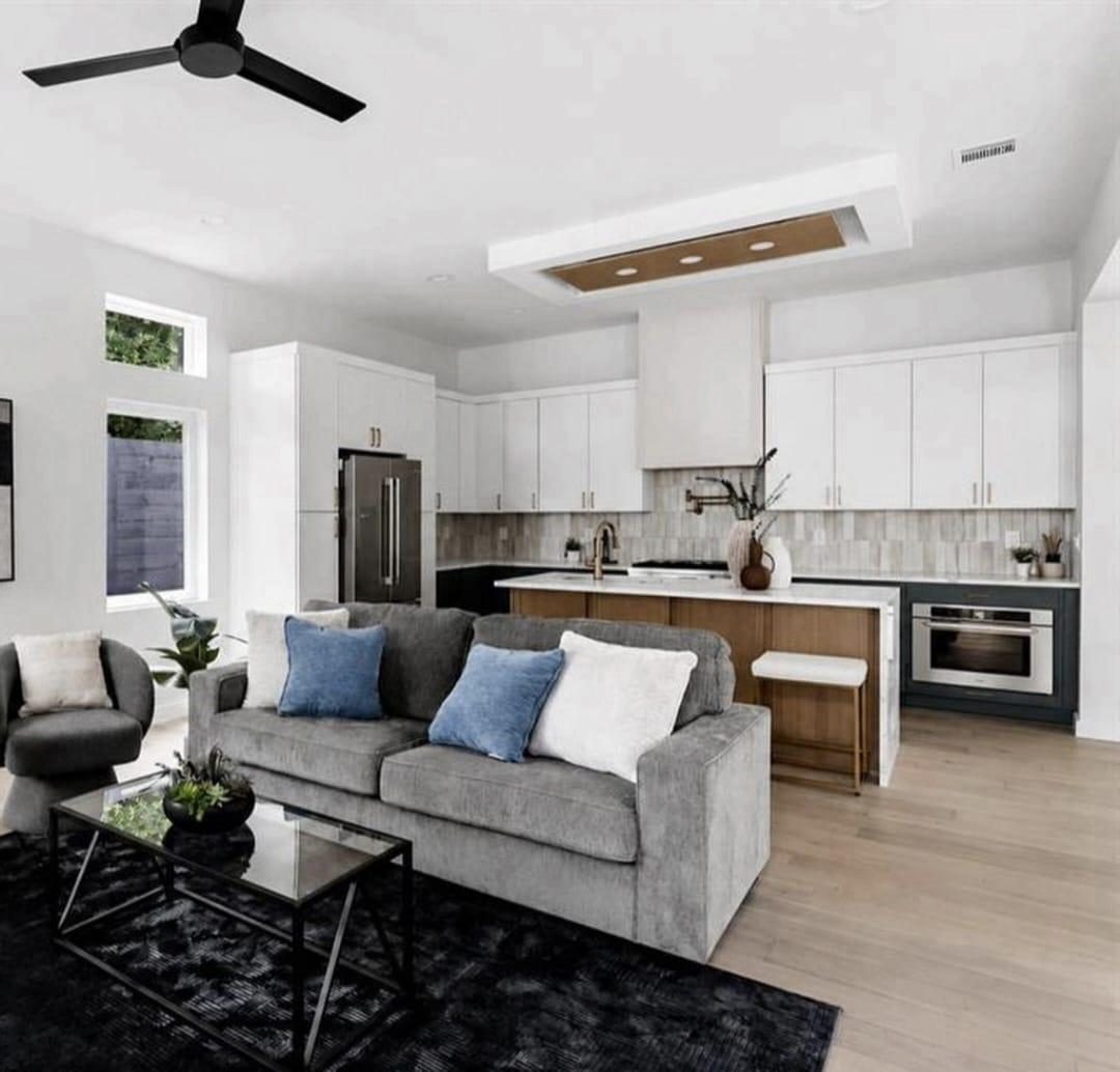 Open living room and kitchen